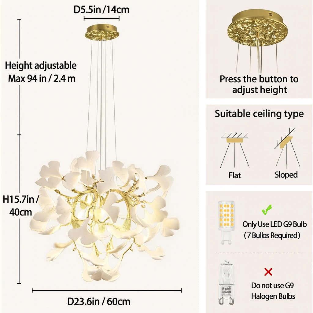 Twilight Branches Ceramic Glow Round Chandelier 24"D