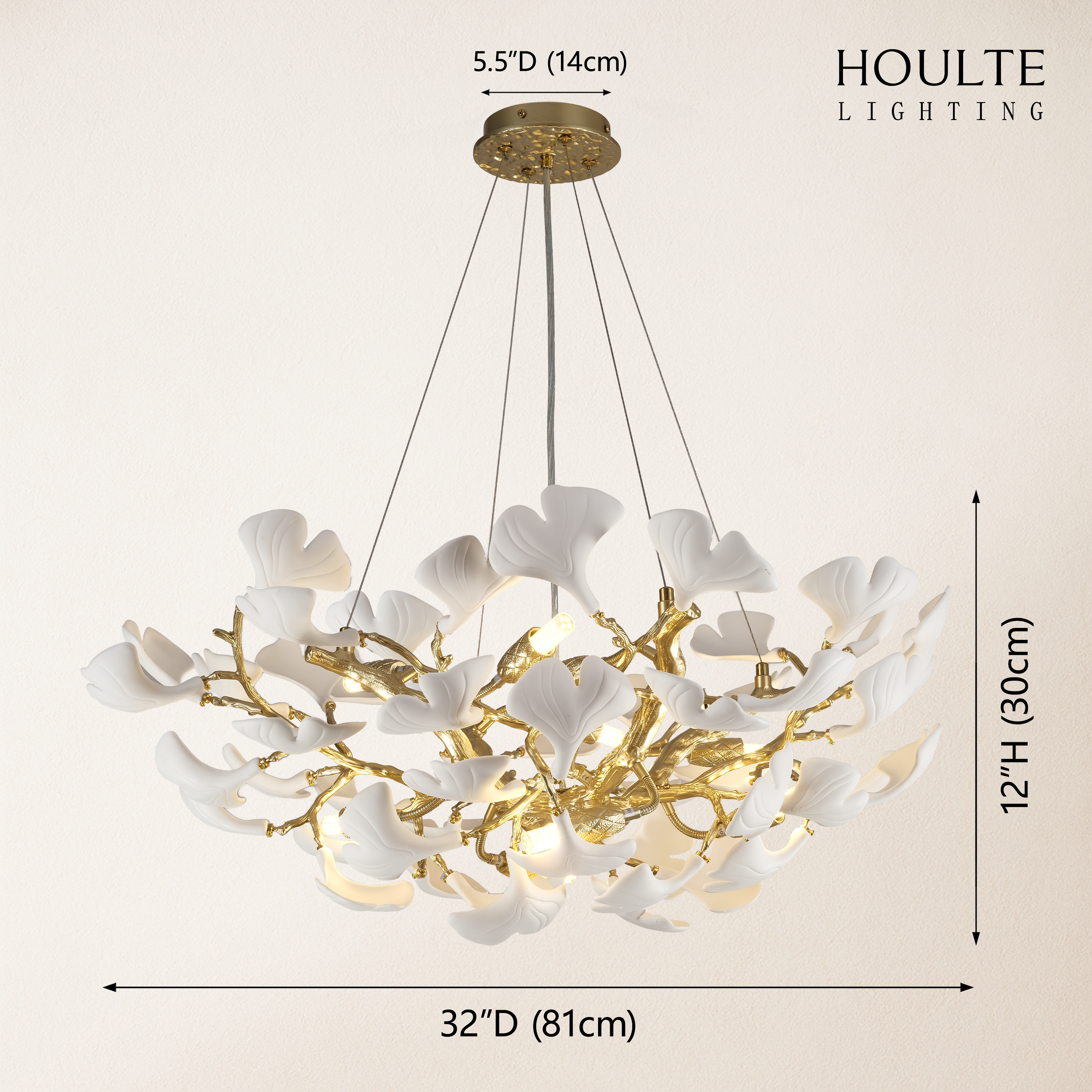 Twilight Branches Ceramic Glow Round Chandelier 32"D