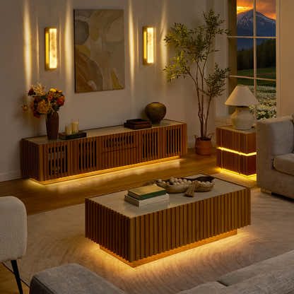 Isla Oak Sintered Stone Rectangle Coffee Table 47"