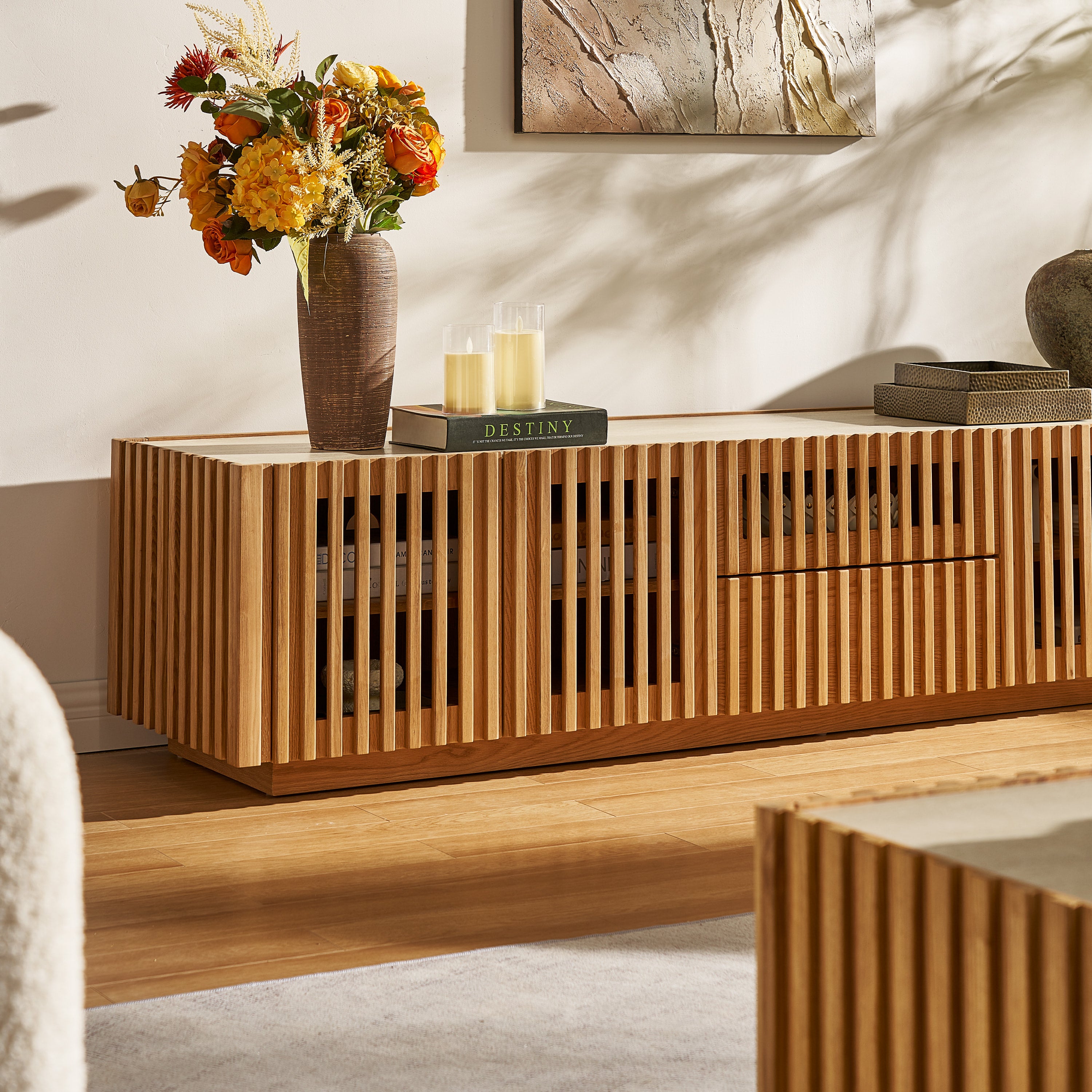 Isla Oak Sintered Stone Rectangle Coffee Table 47"