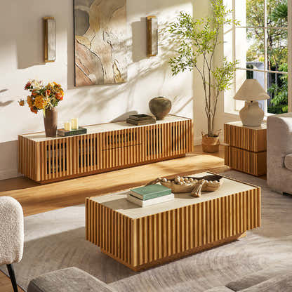 Isla Oak Sintered Stone Rectangle Coffee Table 47"