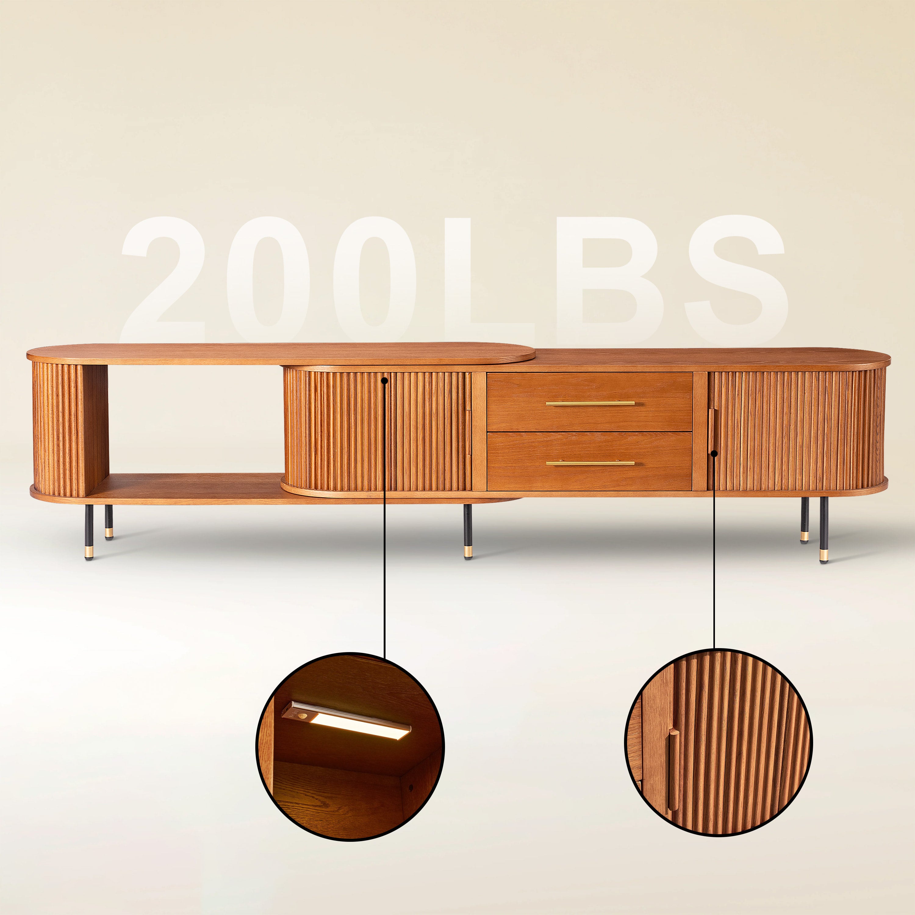 Ewan Oak Extendable Media Console 79" to 110"