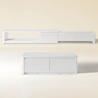 Celia Burnt Stone Media Console And Coffee Table Set