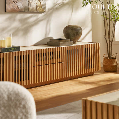 Isla Oak Sintered Stone Media Console 80"