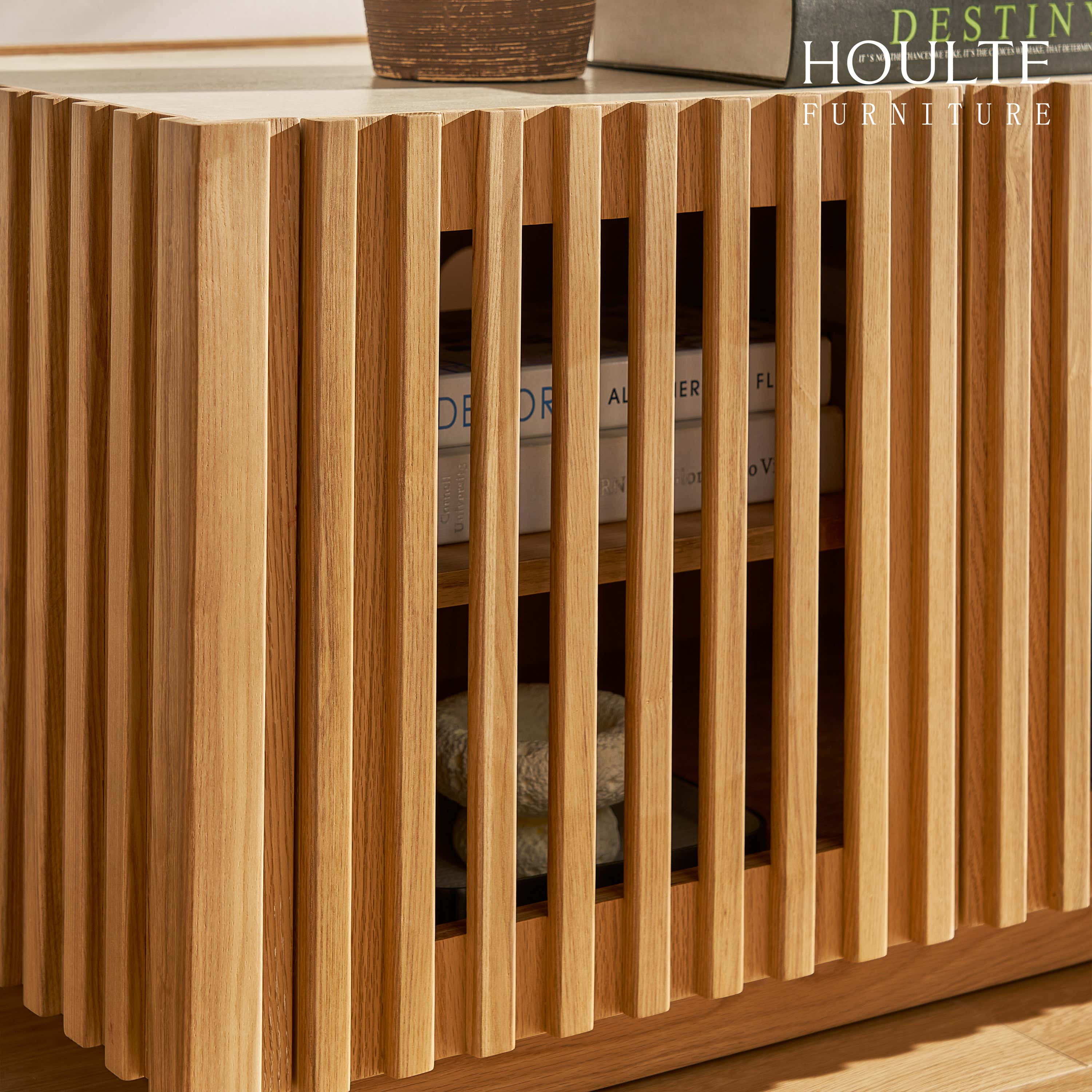 Isla Oak Sintered Stone Media Console 80"