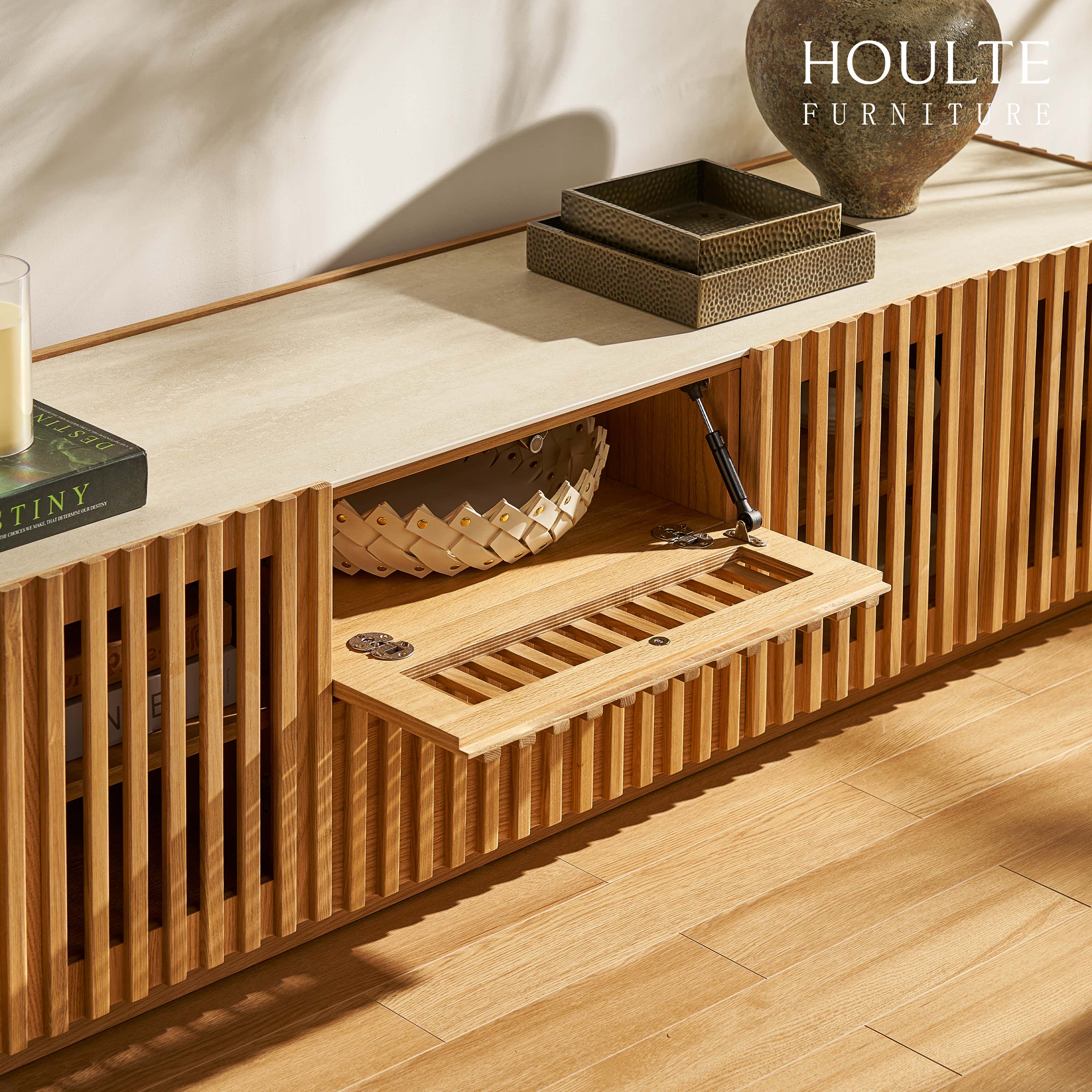 Isla Oak Sintered Stone Media Console 80"