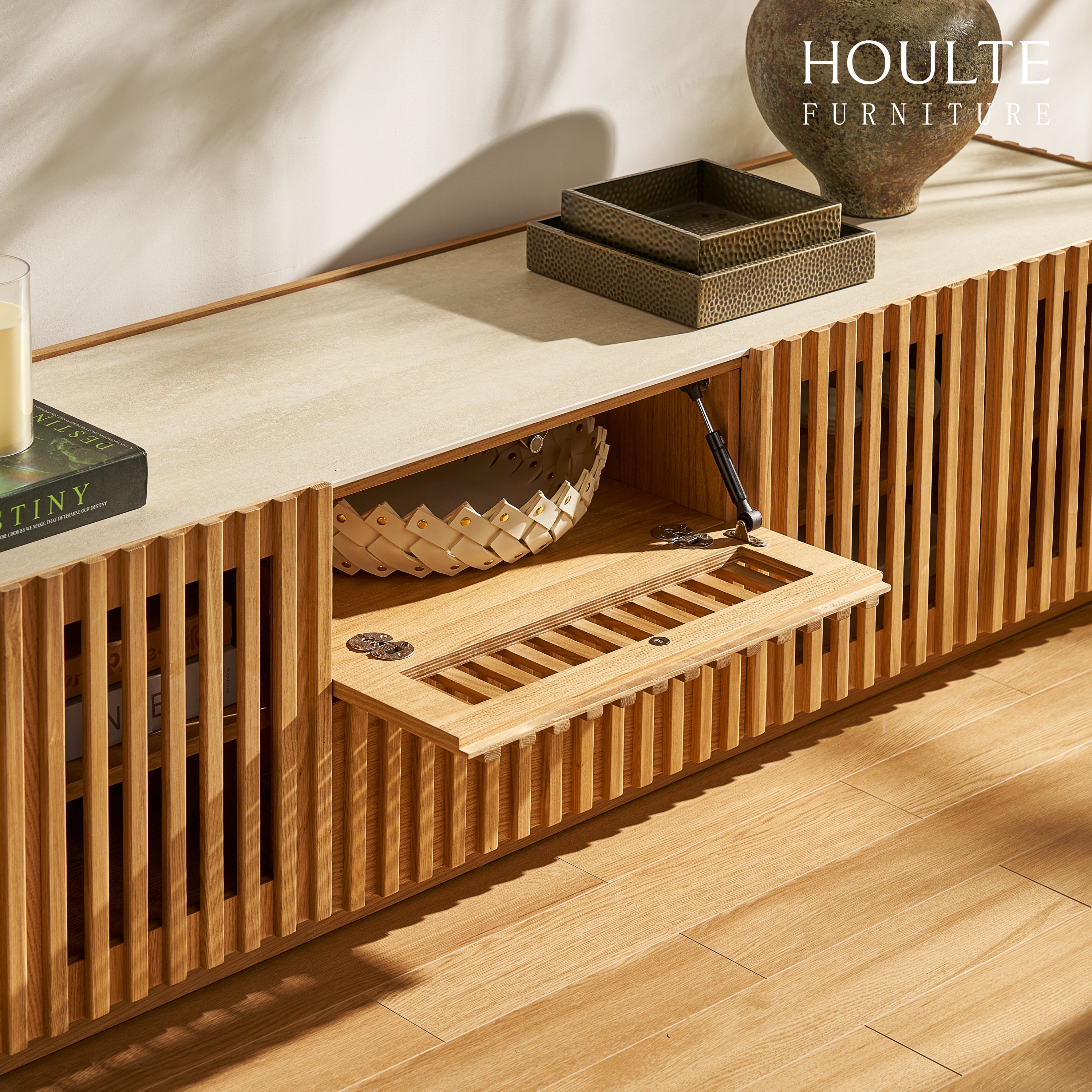 Isla Oak Sintered Stone Media Console 80"