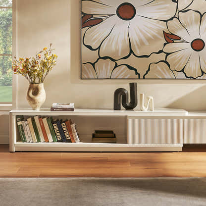 Celia Burnt Stone Media Console And Coffee Table Set