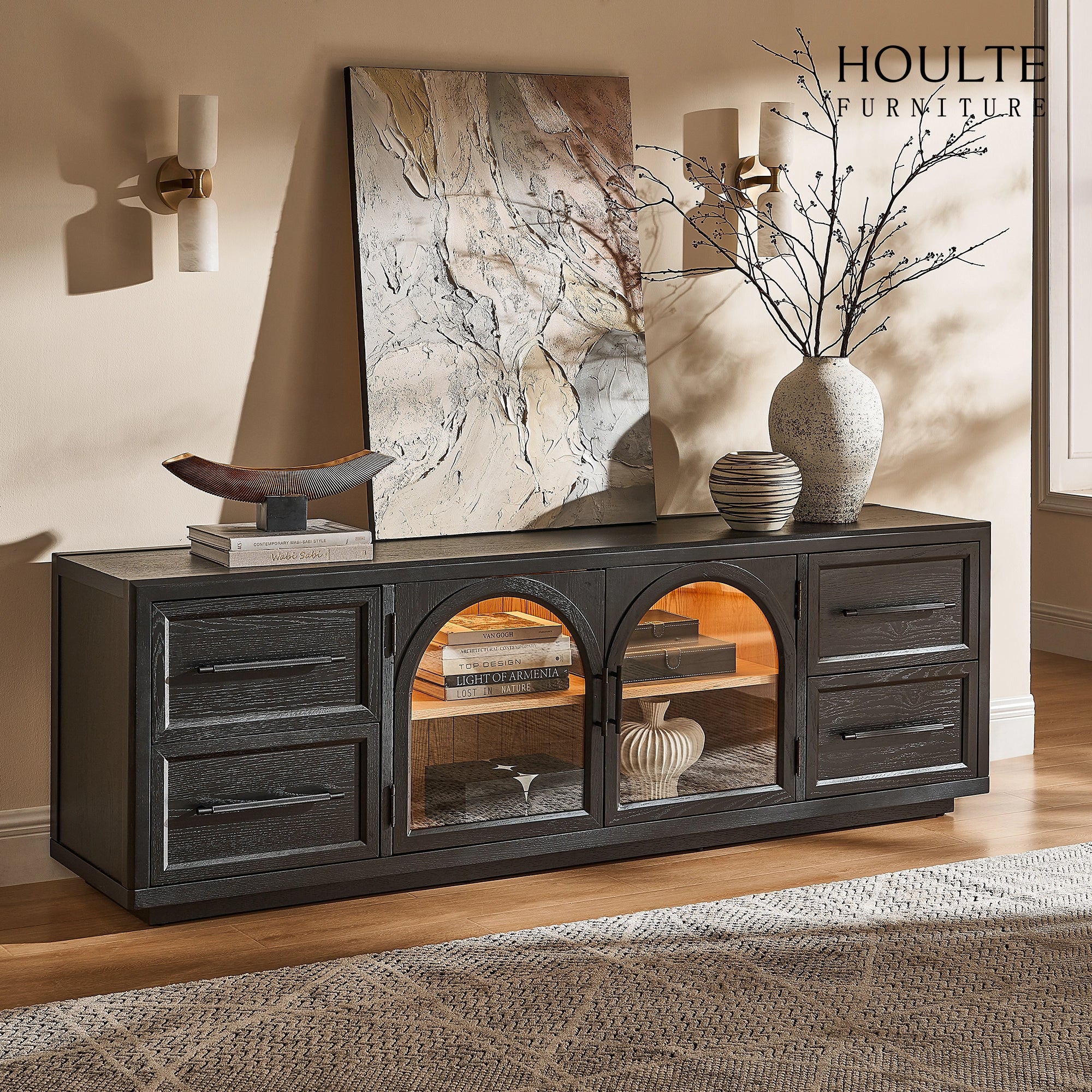 Alvar Oak Media Console 80"W