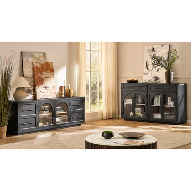 Alvar Oak Media Console and  64" Sideboard