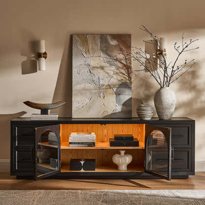 Alvar Oak Media Console and Sideboard Set