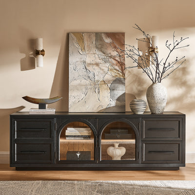 Alvar Oak Media Console and Sideboard Set