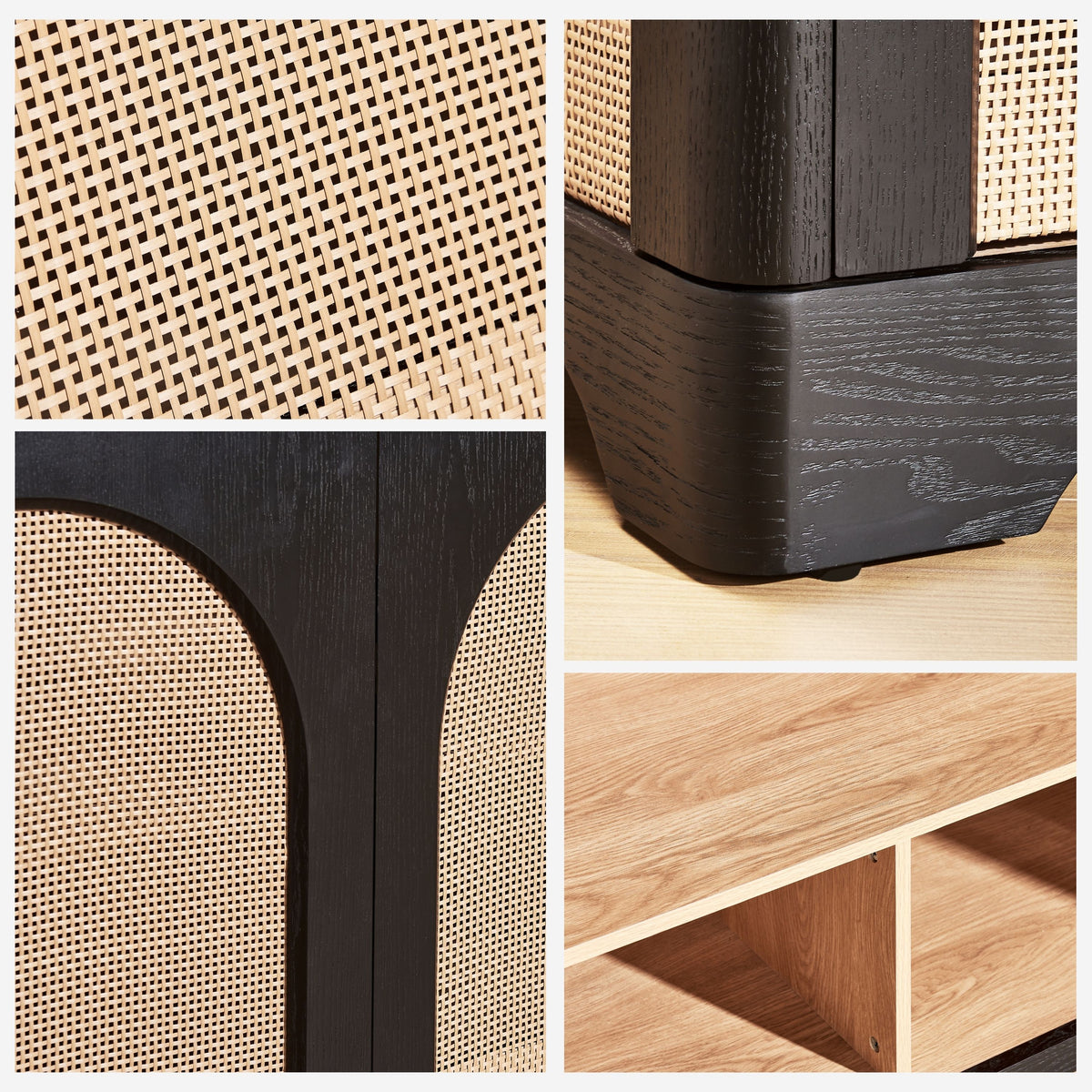 Media console door and cabinet detail