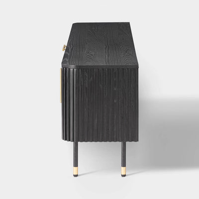 Ewan Oak Media Console and Cabinet Set
