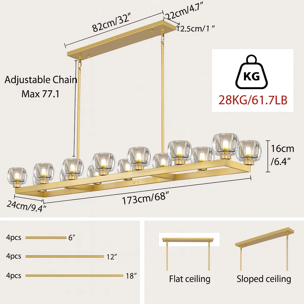 Vellum Rectangular Chandelier 68"