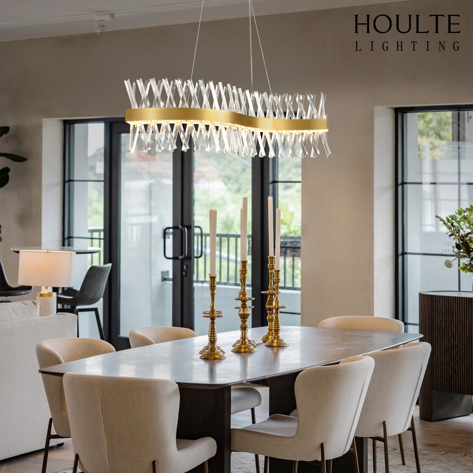 Vetro Prism Crystal Rectangular Chandelier 40"L