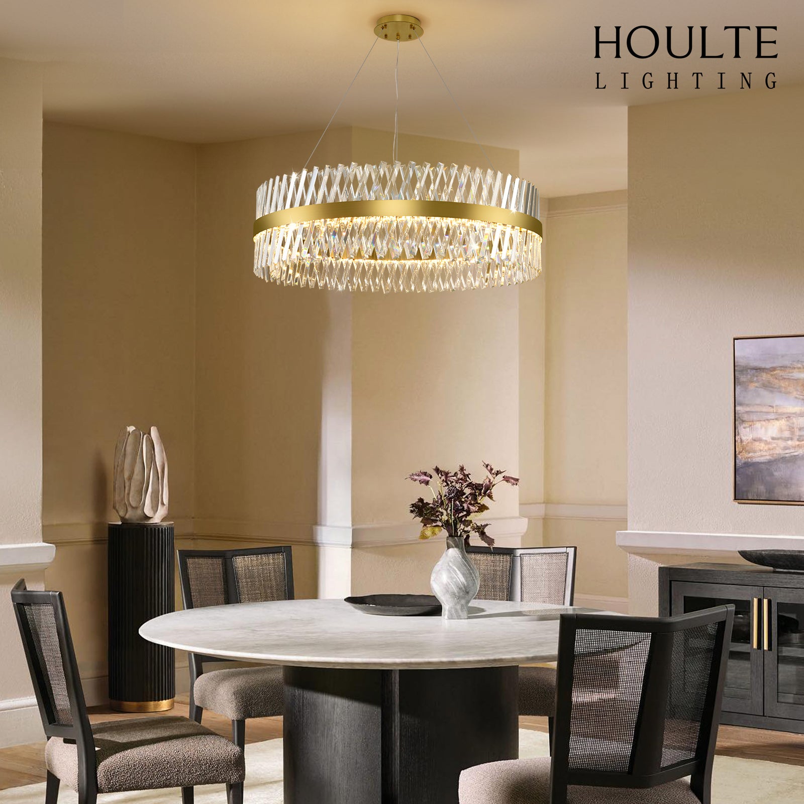 Vetro Prism Crystal Round Chandelier 40"D
