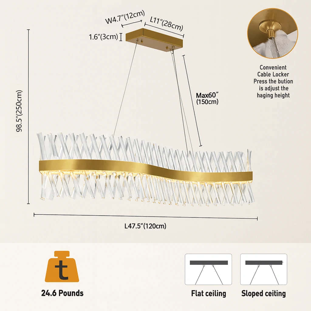 Vetro Prism Crystal Rectangular Chandelier 47"W