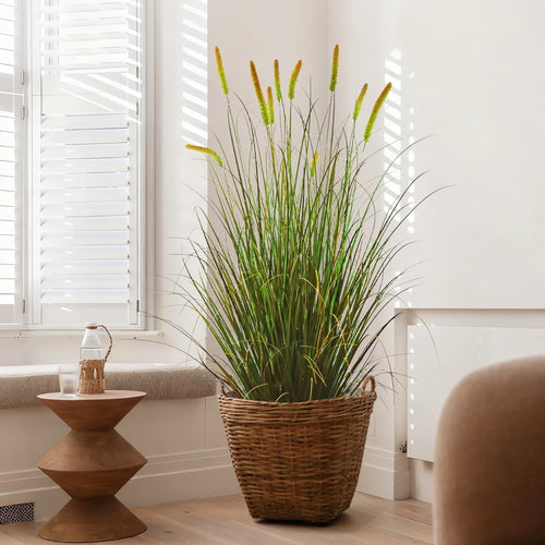 Artificial 10-Head Long Cat Tail with Curved Onion Grass Bonsai 67"H