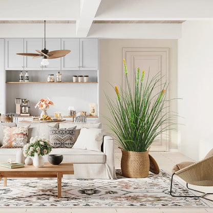 Artificial 6-Head Short Pine Grass with Curved Onion Grass Bonsai 30"H