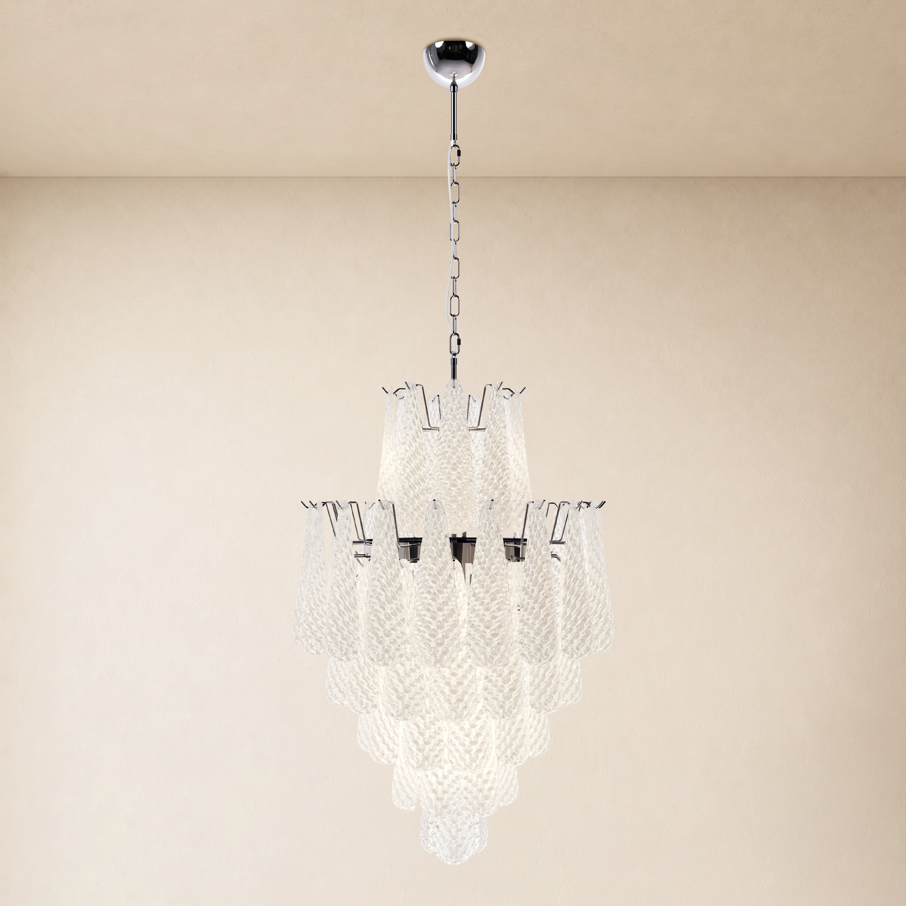 Veloria Murano Glass Leaf Tiered Chandelier 24"D