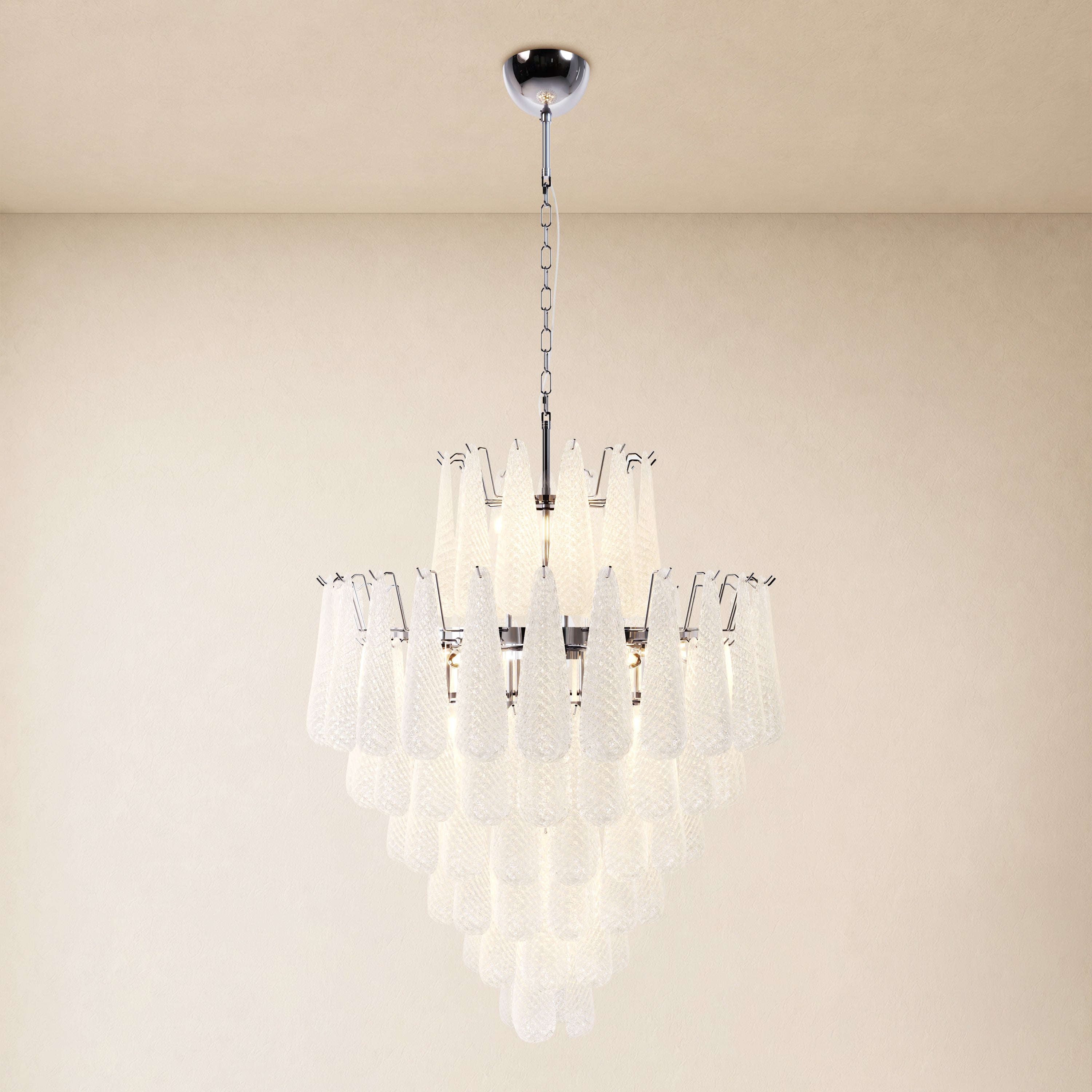 Veloria Murano Glass Leaf Tiered Chandelier 32"D