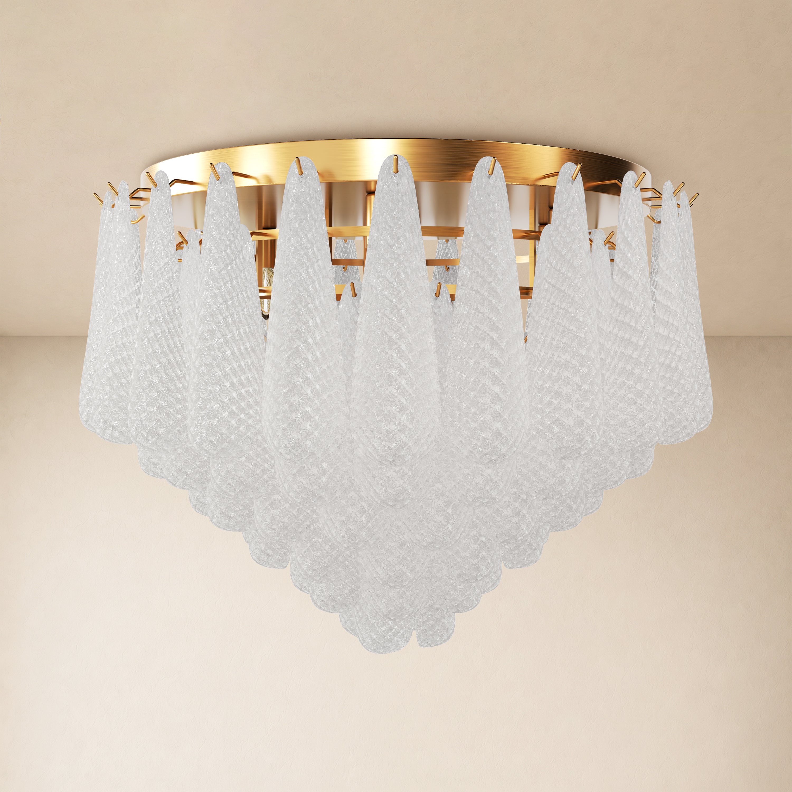 Veloria Murano Glass Leaf Flush Mount 30"D