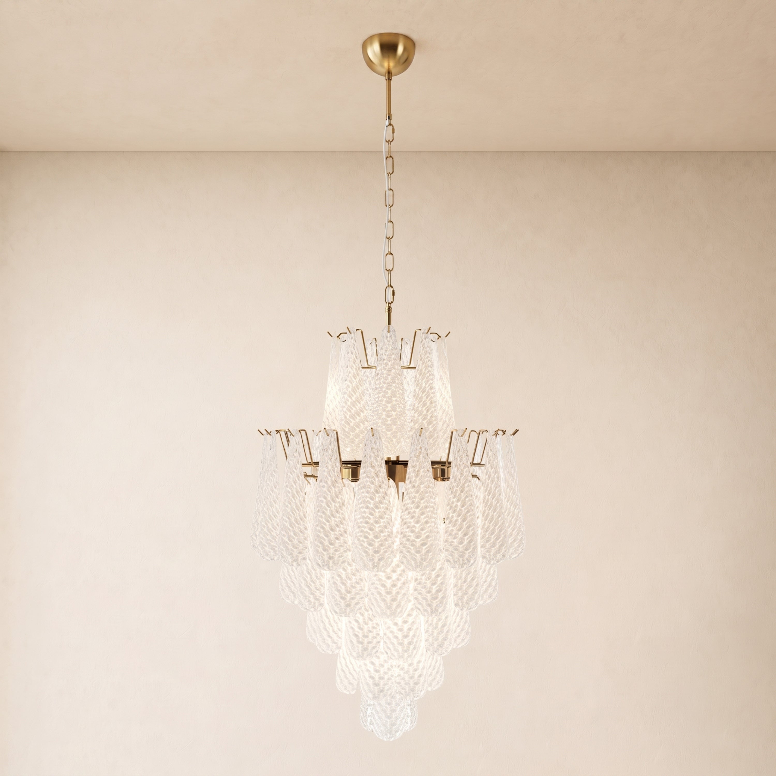 Veloria Murano Glass Leaf Tiered Chandelier 24"D