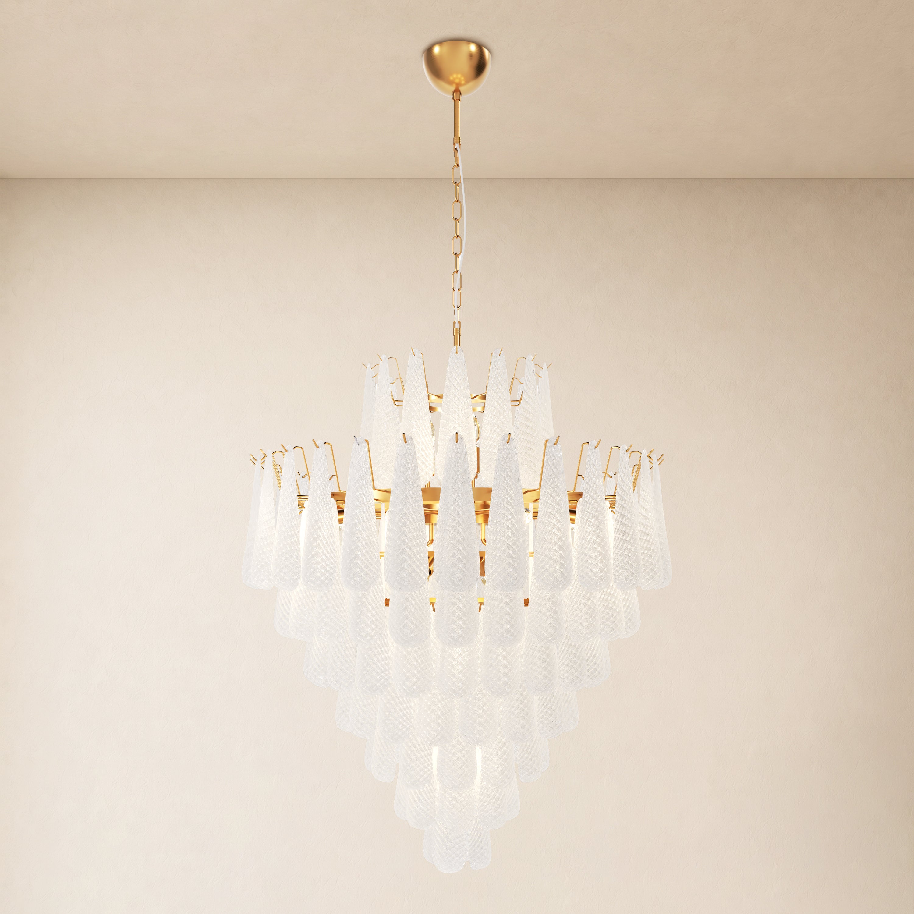 Veloria Murano Glass Leaf Tiered Chandelier 36"D