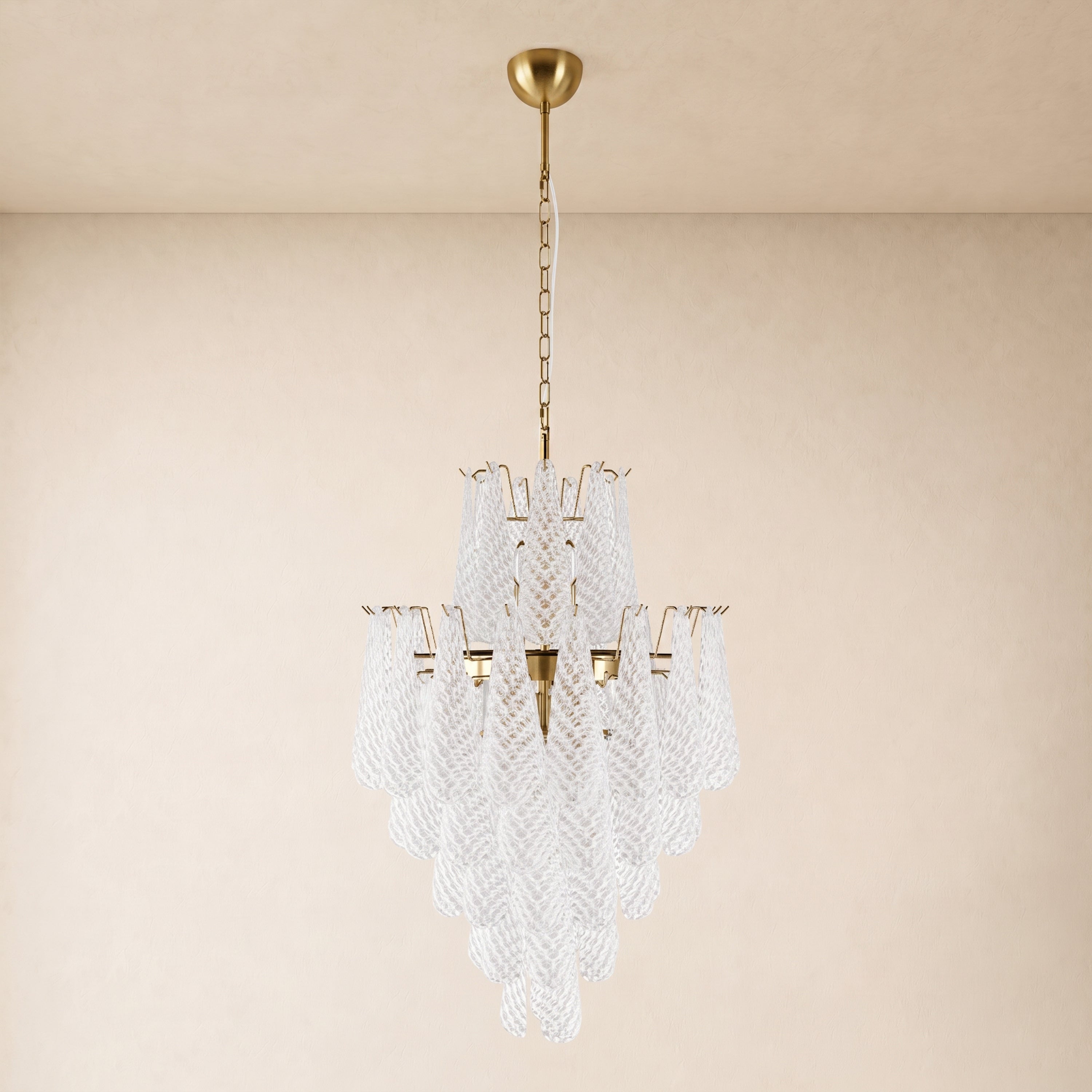 Veloria Murano Glass Leaf Tiered Chandelier 24"D