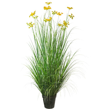 Artificial 18-Head Carrot Flower with Curved Onion Grass Bonsai 9"H