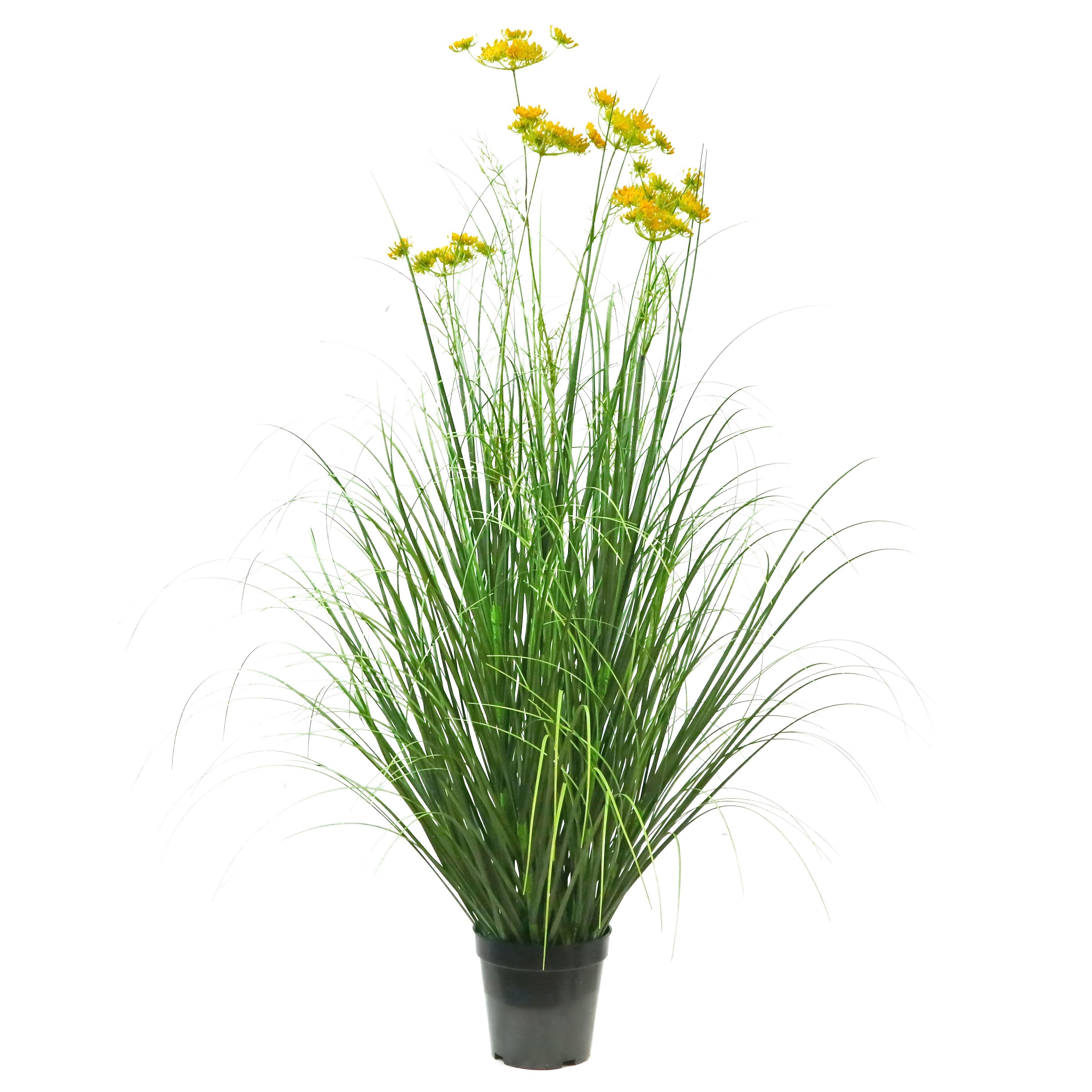 Artificial 6-Head Carrot Flower with Curved Onion Grass Bonsai 43"H