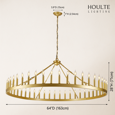 Wagon Wheel Candle Round Chandelier 64"
