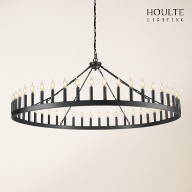 Wagon Wheel Candle Round Chandelier 64"