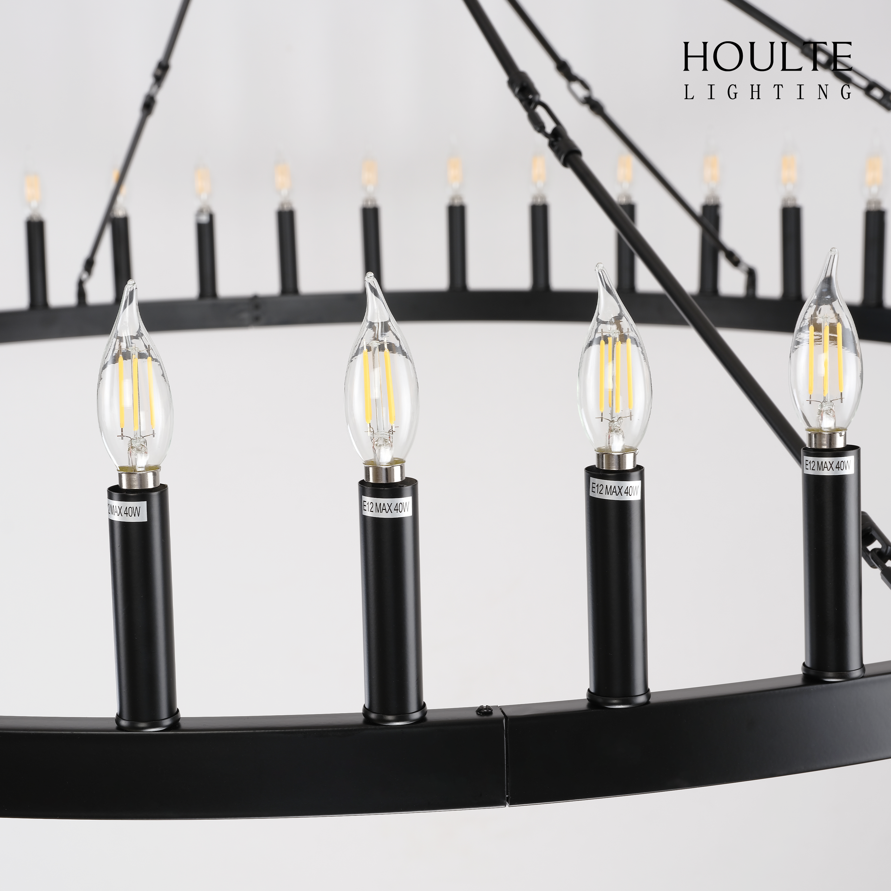 Wagon Wheel Candle Round Chandelier 64"