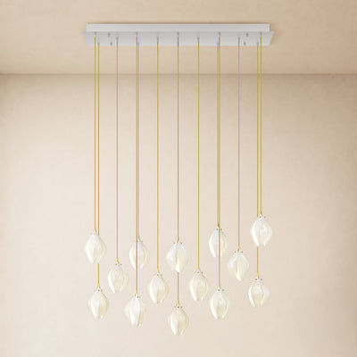 Veylune Ceramic Flower Cluster Rectangular Chandelier 19.7"-60"W 