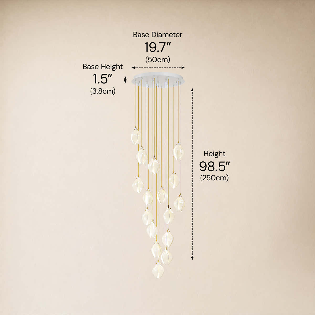Veylune Ceramic Flower Cluster Chandelier 8"-48"D #Finish_White,Size_19.7"D dimensions 8