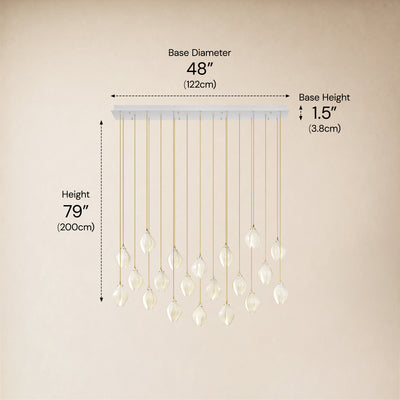 Veylune Ceramic Flower Cluster Rectangular Chandelier 19.7"-60"W 