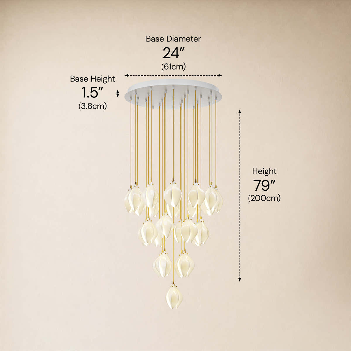 Veylune Ceramic Flower Cluster Chandelier 8"-48"D dimensions 10