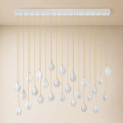 Veylune Ceramic Flower Cluster Rectangular Chandelier 19.7"-60"W 