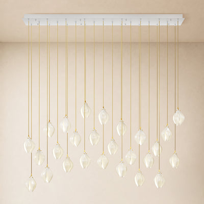 Veylune Ceramic Flower Cluster Rectangular Chandelier 19.7"-60"W 