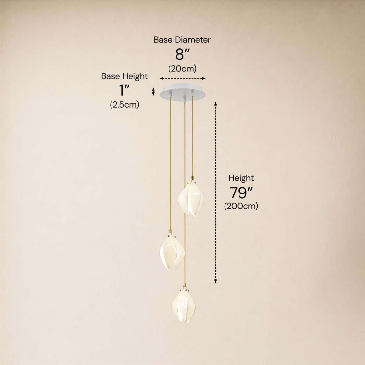 Veylune Ceramic Flower Cluster Chandelier 8"-48"D #Finish_White,Size_8"D dimensions 2
