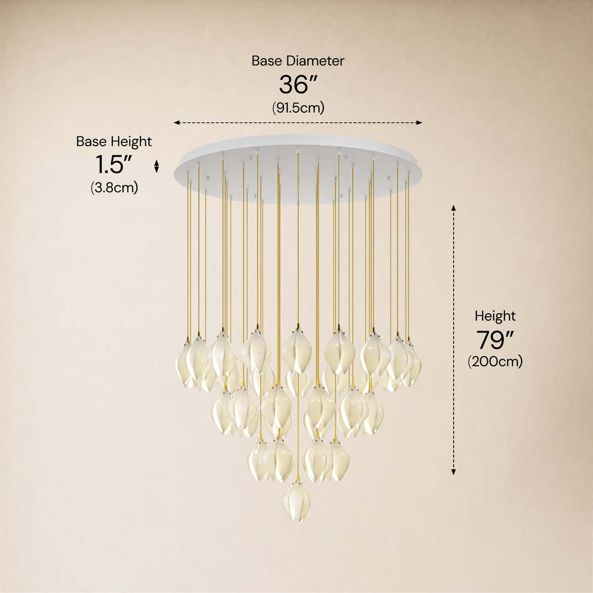 Veylune Ceramic Flower Cluster Chandelier 8"-48"D #Finish_White,Size_36"D dimensions 12
