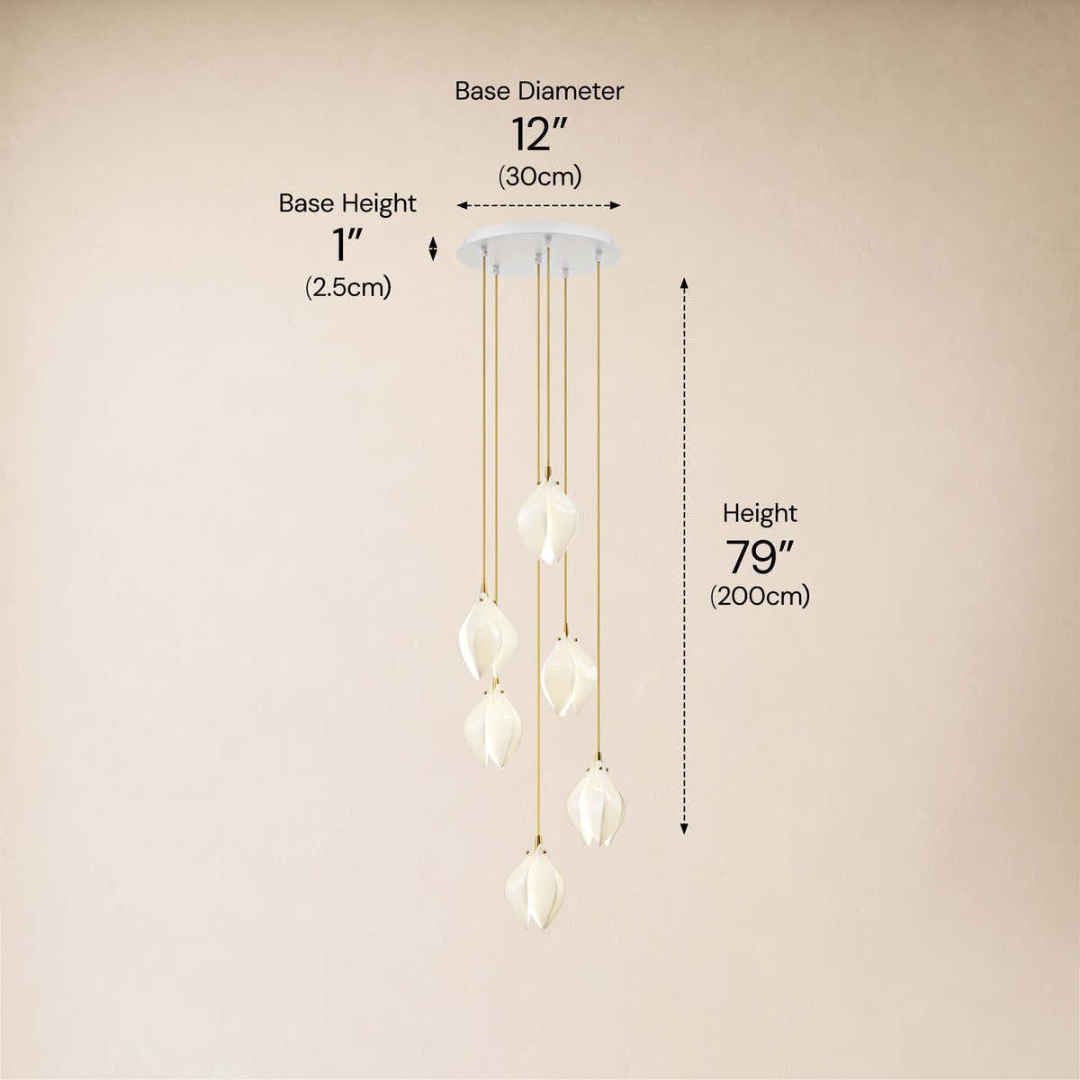 Veylune Ceramic Flower Cluster Chandelier 8"-48"D #Finish_White,Size_12"D dimensions 4