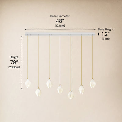 Veylune Ceramic Flower Cluster Rectangular Chandelier 19.7"-60"W 