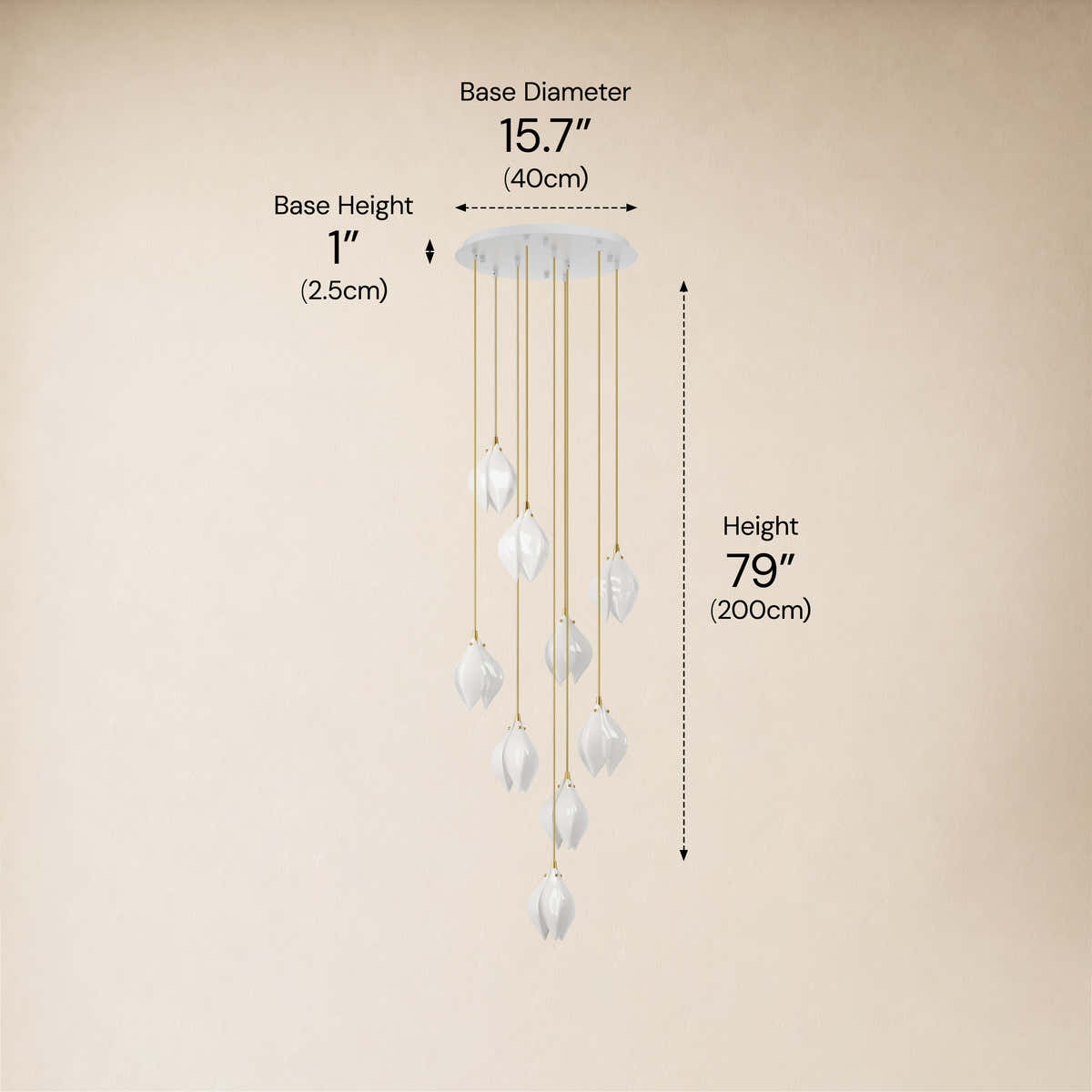 Veylune Ceramic Flower Cluster Chandelier 8"-48"D #Finish_White,Size_15.75"D dimensions 6
