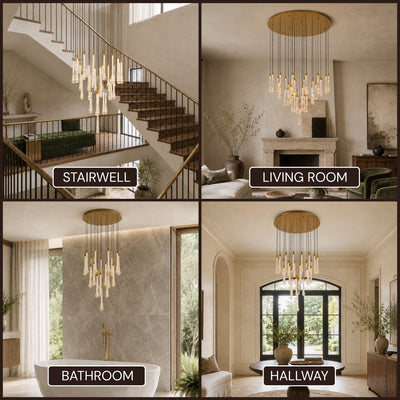 Olivene Glass Teardrop Round Chandelier 36"D