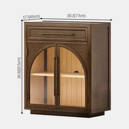 Alvar Arched 30" Oak Storage Cabinet with Drawers