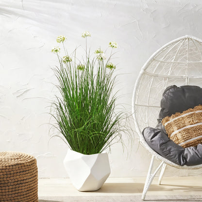 Artificial 9-Head Hydrangea with Curved Onion Grass Bonsai 55"H