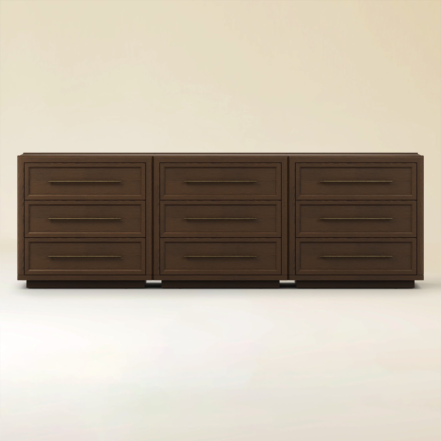Alvar 95″ Oak 9-Drawer Chest(Set of 3)